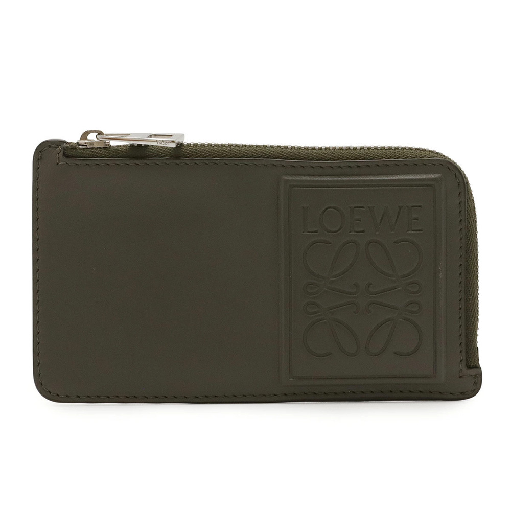 Loewe Anagram Coin Card Case Fragment L shaped Zipper Leather Gray